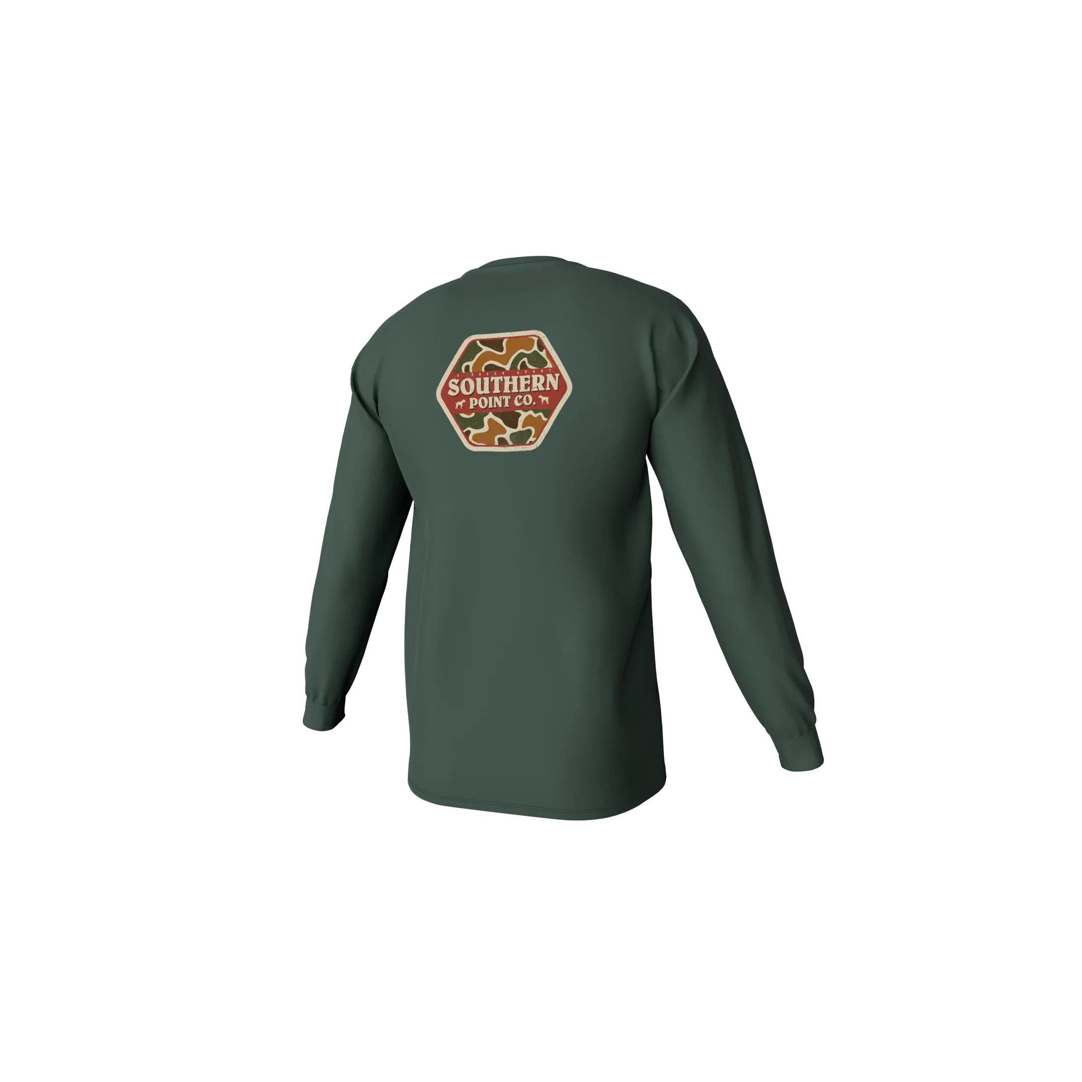 Youth Camo Logo Long Sleeve Pocket Tee - Duck Green
