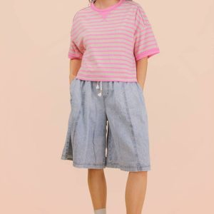 Oversized Stripe Top - Pink