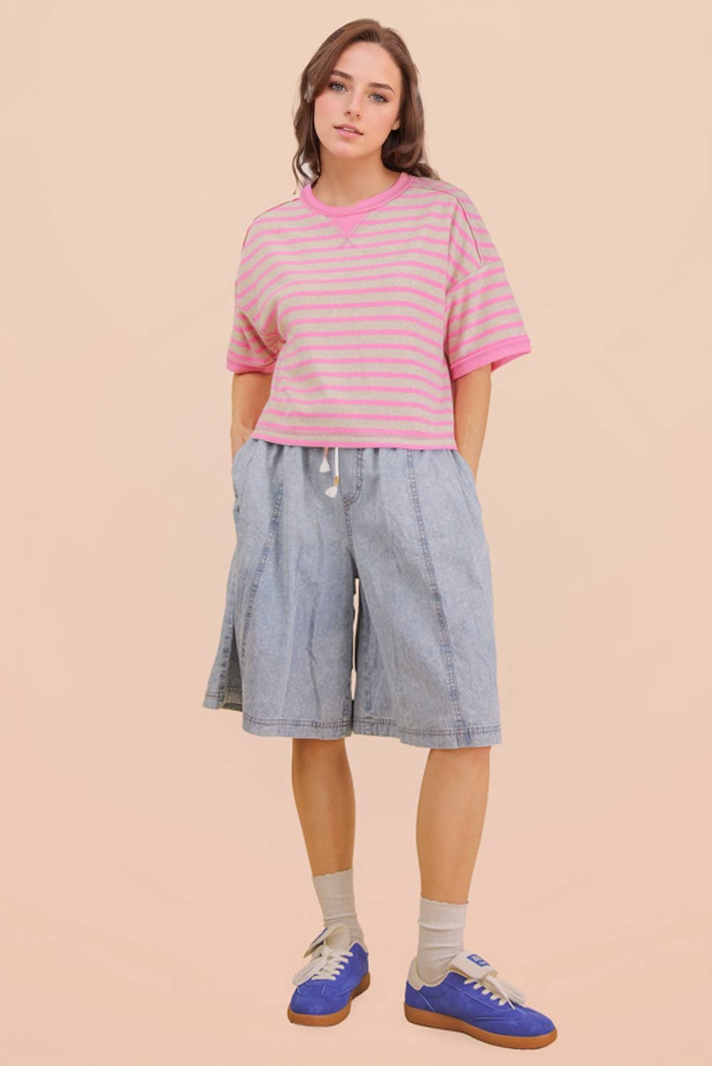 Oversized Stripe Top - Pink
