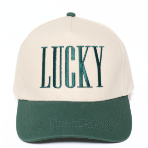 Lucky Embroidery Two Tone Baseball Cap : Green