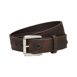 Ariat Men's Dark Brown Triple Stitch Leather Belt - Rowdy Brown