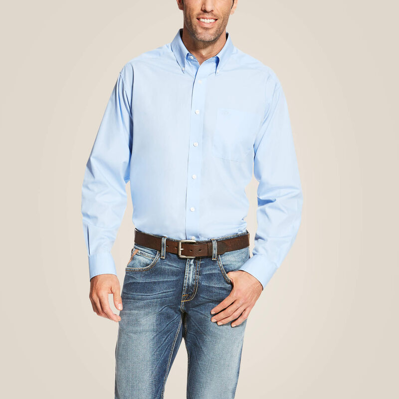 Wrinkle Free Solid Classic Fit Shirt - Light Blue