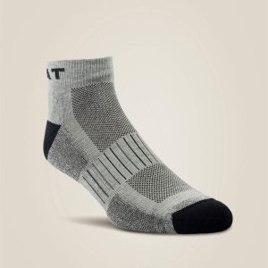 High Performance Quarter Crew Tek Work Sock 3 Pair Pack - Grey