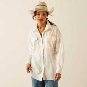 Baggy Button Up Shirt - Cloud Dancer