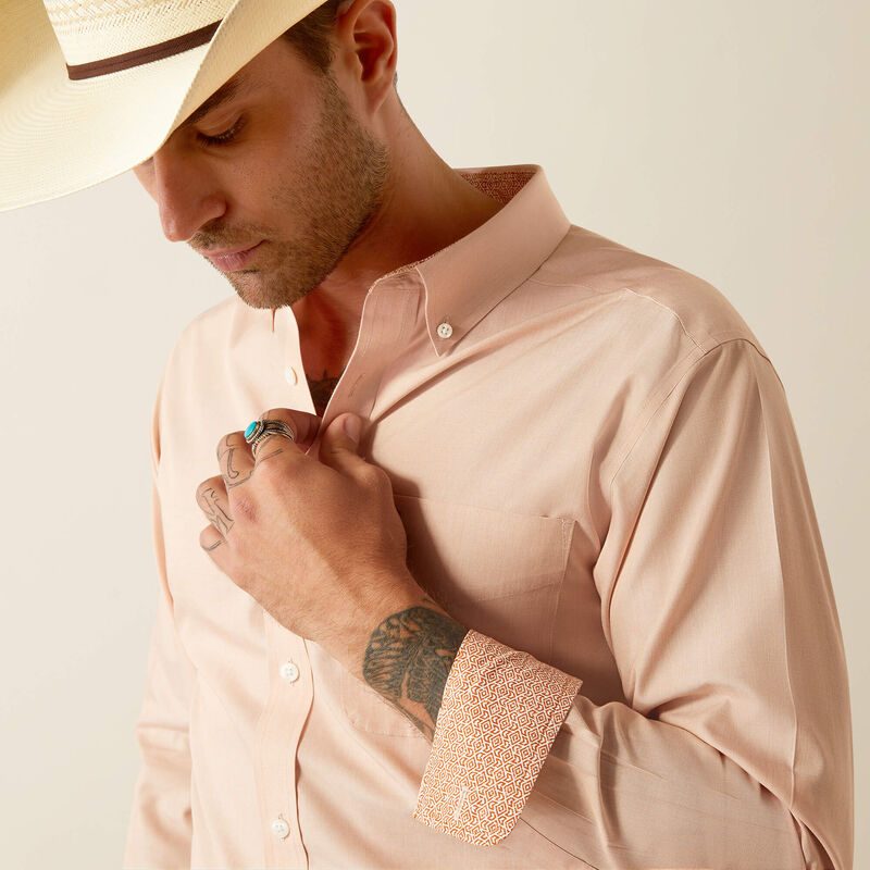 Wrinkle Free Soolid Fitted Shirt - Light Brown - Image 4