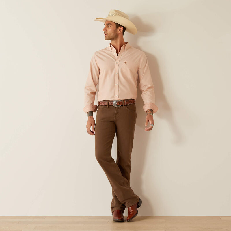 Wrinkle Free Soolid Fitted Shirt - Light Brown - Image 2