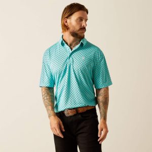 All Over Print Polo - Aruba Blue