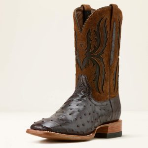 Drifter Full Quill Ostrich Cowboy Boot - Espresso