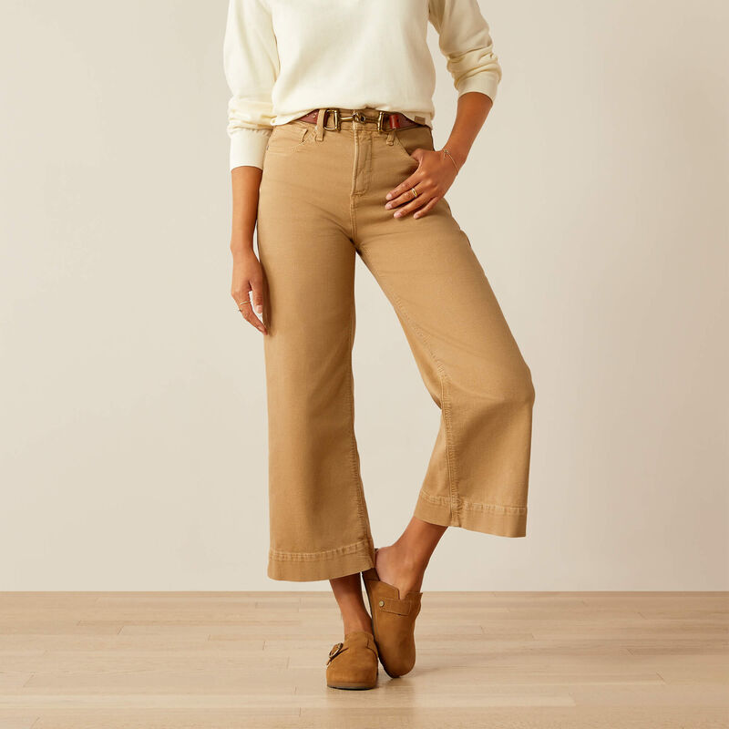 Ultra High Rise Countryside Wide Leg Crop Jeans - French Khaki