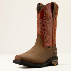 Ironside Square Toe Steel Toe Work Boot - Dark Earth / Brick
