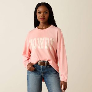 Canvas Oversized Long Sleeve T-Shirt - Peach Amber