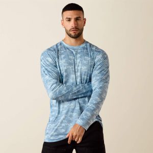 Rebar Sunblocker Printed Long Sleeve T-Shirt - Dusty Blue