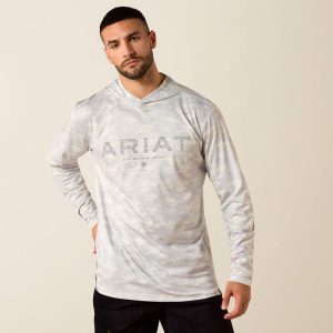 Rebar Sunblocker Printed Craft Hooded Long Sleeve T-Shirt - Micro Chip