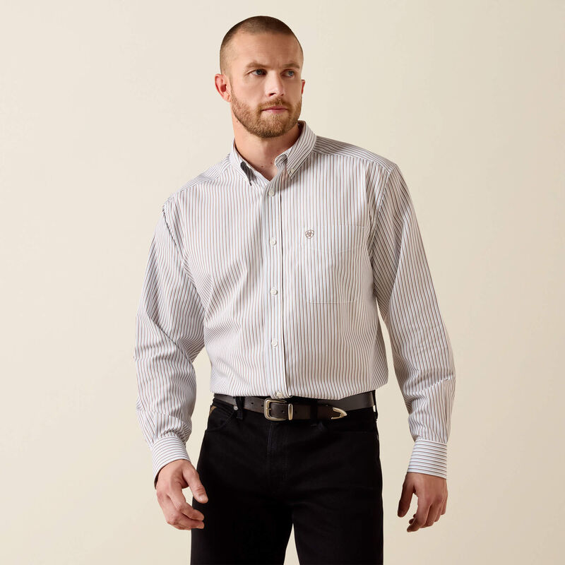 Wrinkle Free Cory Classic Fit Shirt - White Stripe