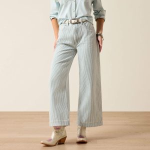 Ultra High Rise Jazmine Wide Leg Jeans - Blue White Denim Stripe