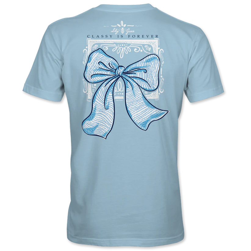 Lily Grace "Classy Is Forever" Preppy Pocket Tee – Chambray