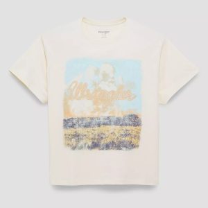 Distressed Landscape Girlfriend Graphic Tee - Antique White