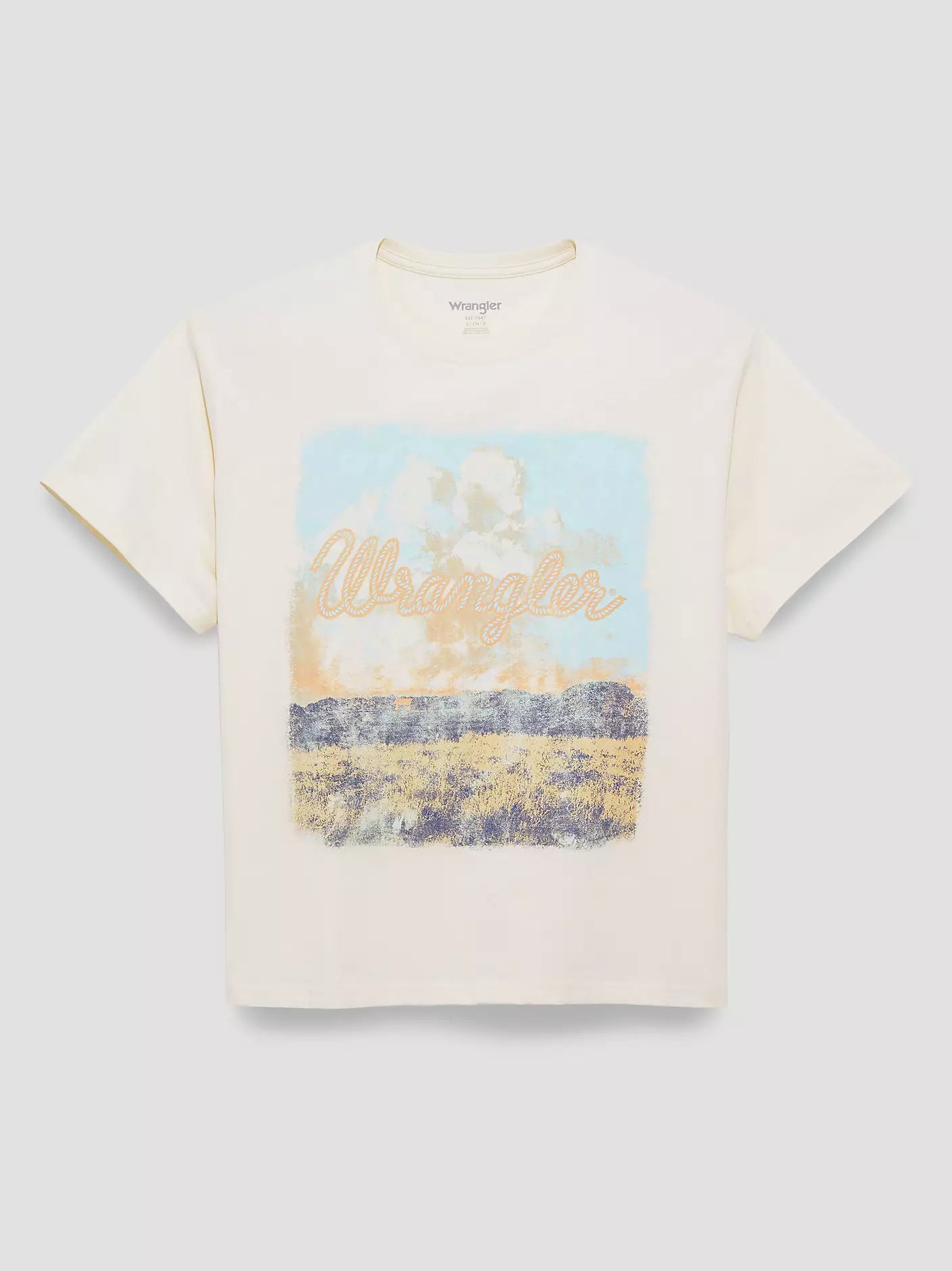 Distressed Landscape Girlfriend Graphic Tee - Antique White