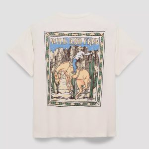 Wild Free Stamp Girlfriend Back Graphic Tee - Egret