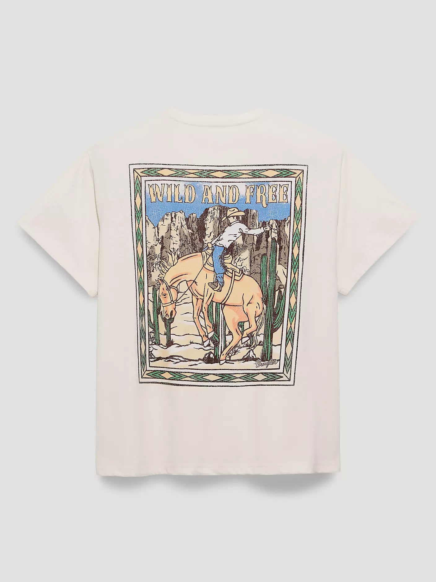 Wild Free Stamp Girlfriend Back Graphic Tee - Egret