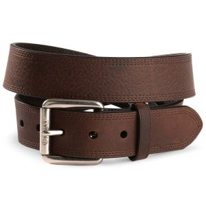 Ariat Men's Brown Triple Stitch Leather Belt - Dark Copper