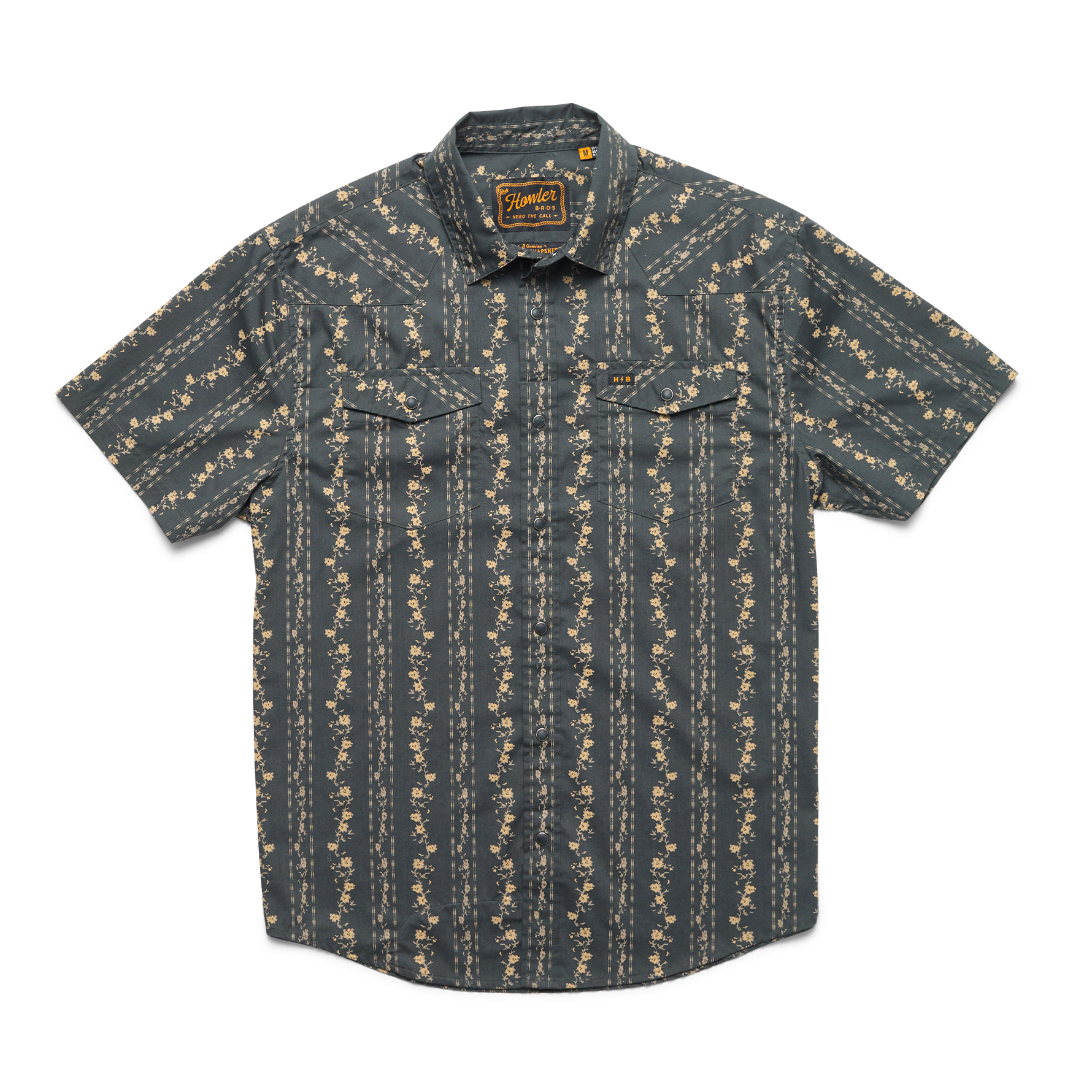 H Bar B Snapshirt - Hibiscus Ribbons - Antique Black
