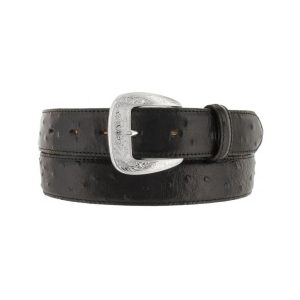 Mens Ostrich Print Dress Belt USA Black