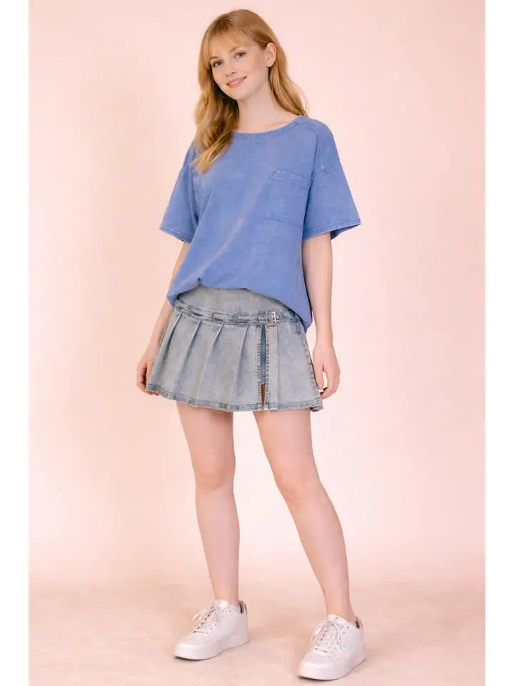 Mineral Washed Pocket Tee - Blue