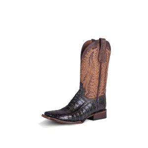 Ocher Caiman Wide Square Toe Olive Green & Brown