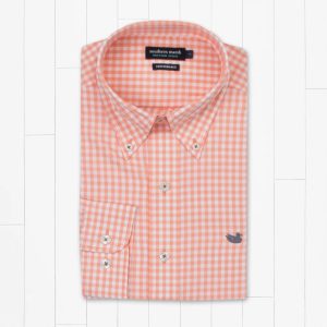Brentwood Gingham Performance Shirt - Peach