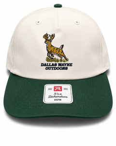 Dallas Wayne Outdoors Leaping Buck Trucker Hat - Cream & Dark Green