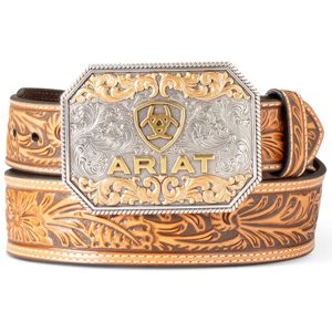 Ariat Floral Tan Embossed Belt with Buckle