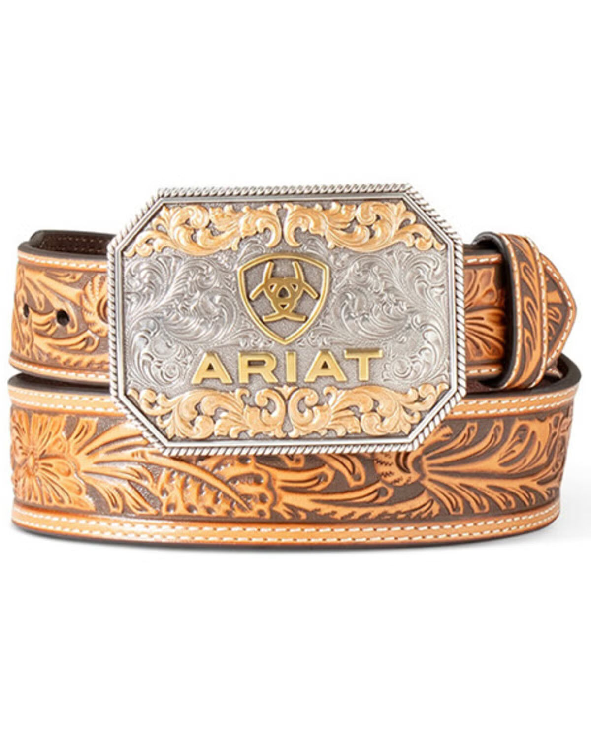 Ariat Floral Tan Embossed Belt with Buckle