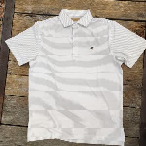 Men's Stripe Polo- Khaki and White