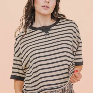 Oversized Stripe Top - Black