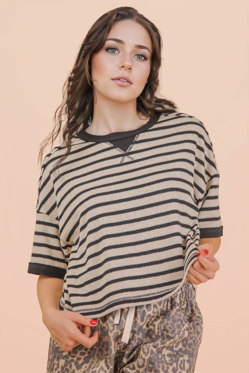 Oversized Stripe Top - Black