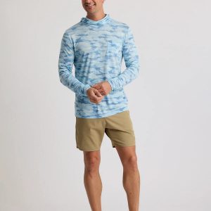 Men's Bamboo Lightweight Hoodie - Seasmoke Camo Surf Blue