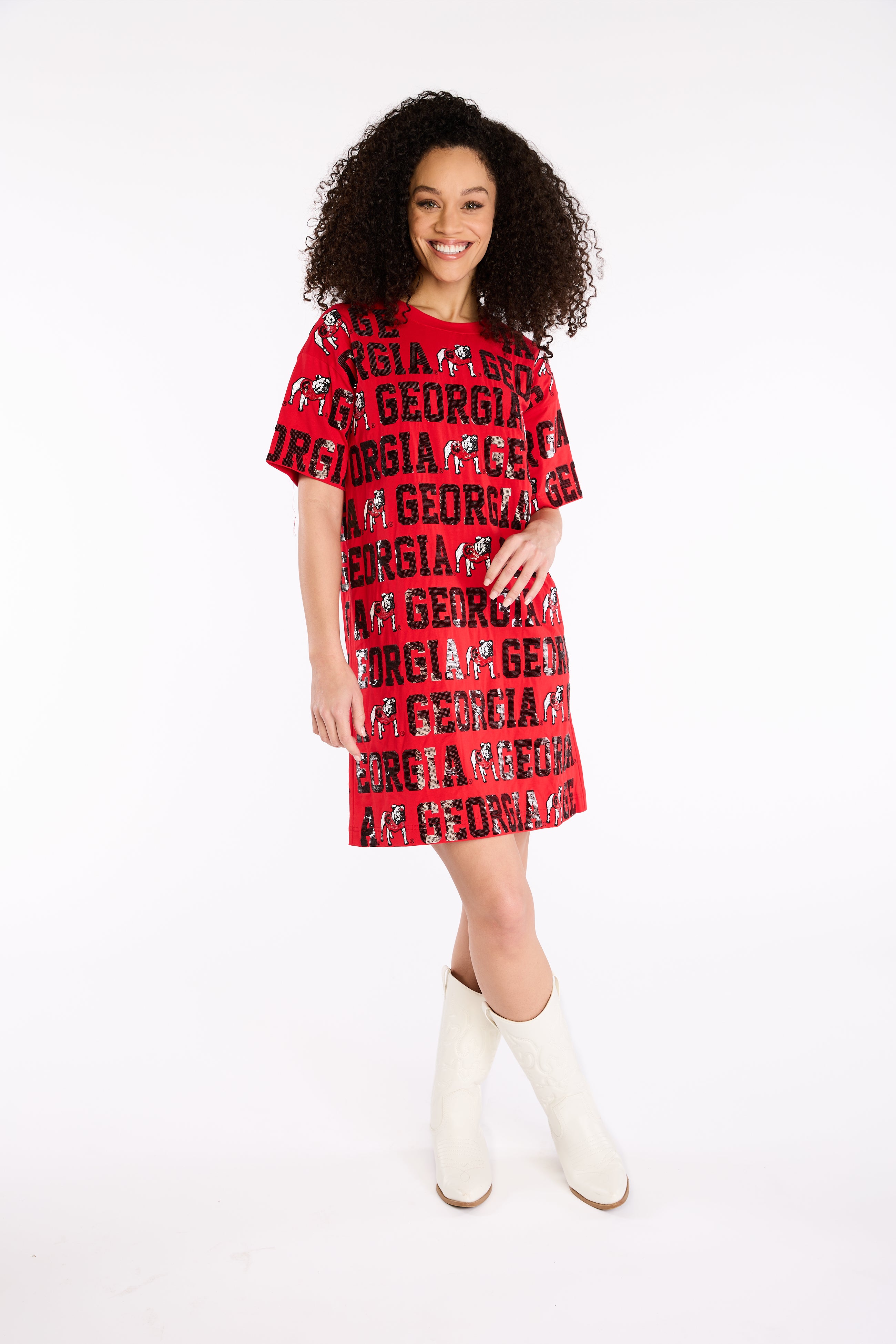 Sequin Repeat T-Shirt Dress - Georgia
