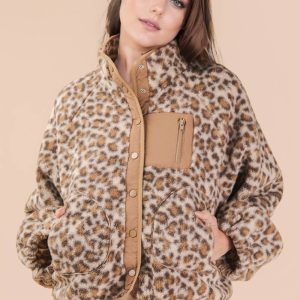 Leopard Fleece Jacket - Cream