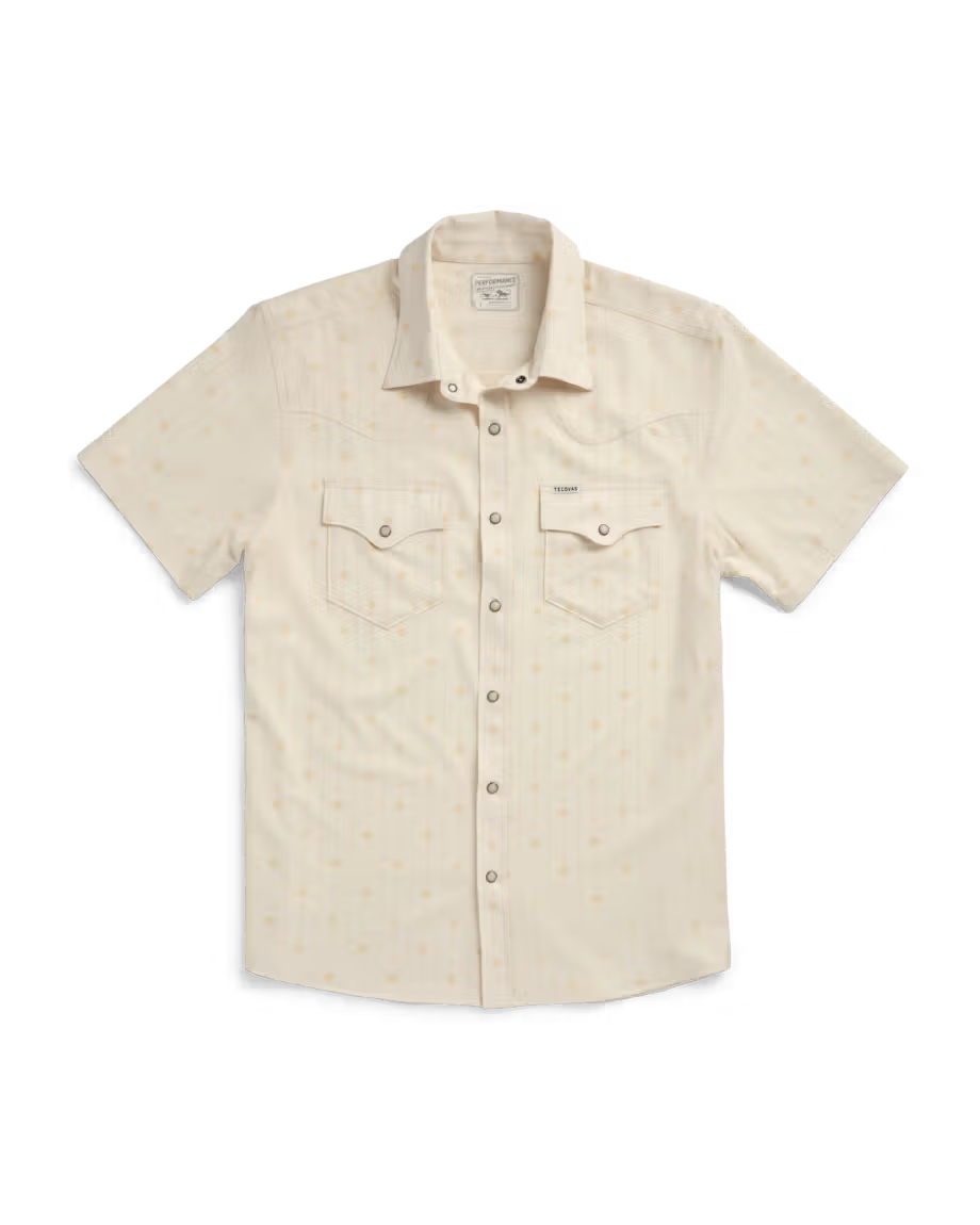 Men's Performance Western Short Sleeve Pearl Snap - Light Sand Multi