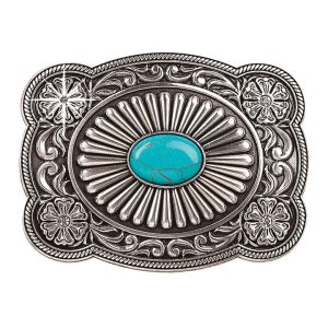M&F® Turquoise Stone Fan Design Belt Buckle