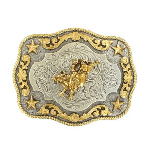 Silver/Gold Bull Rider Belt Buckle