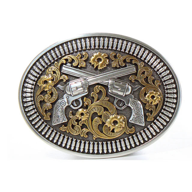 Nocona Oval Floral Revolvers Buckle