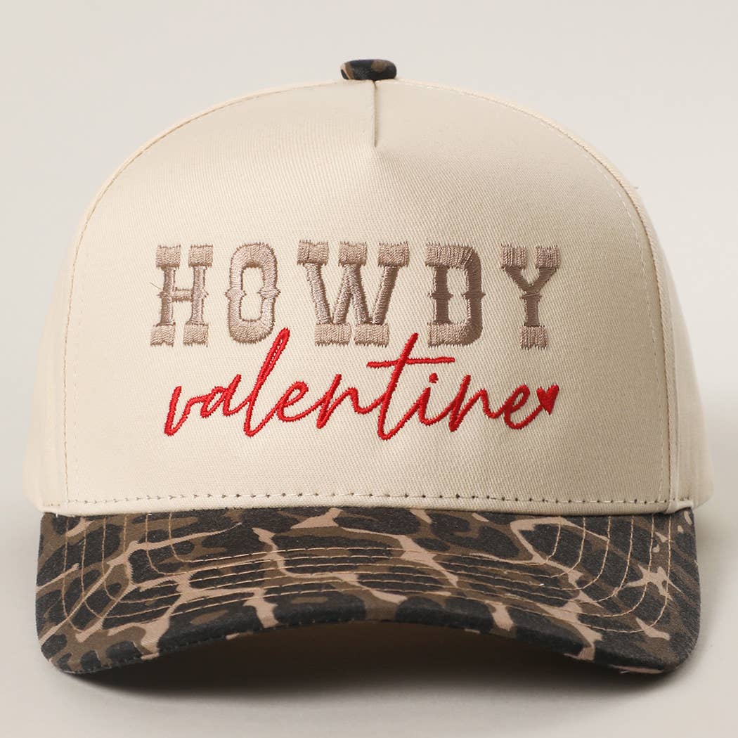 Howdy Valentine Trucker Hat - Leopard & Cream