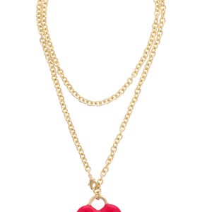 Hendrick Puffy Heart Enamel Convertible Necklace in Red