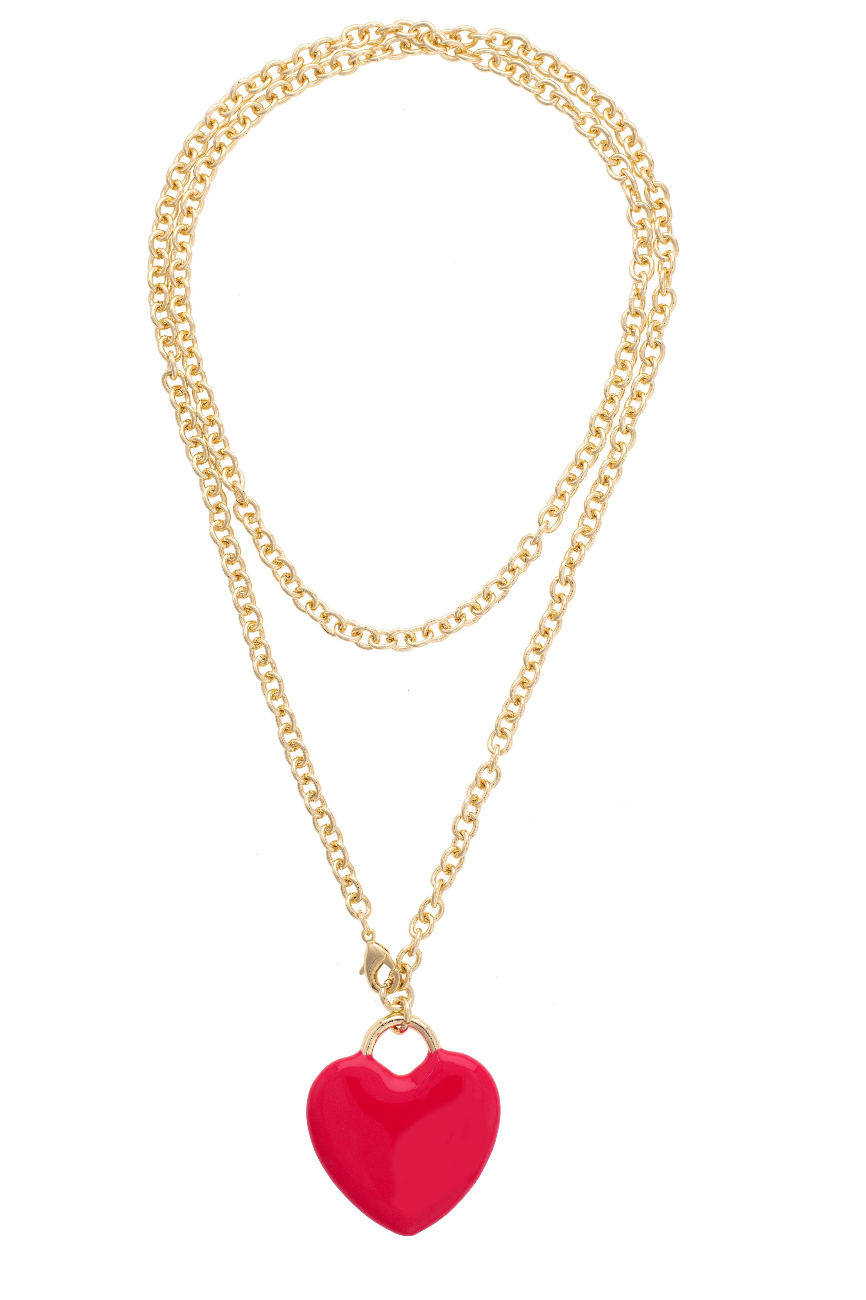 Hendrick Puffy Heart Enamel Convertible Necklace in Red