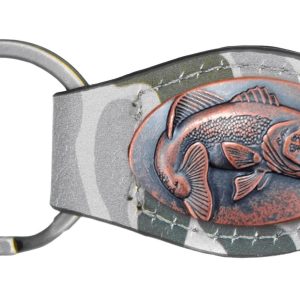 Green Old School Camo Leather Key Fob - Bass Concho