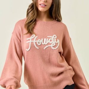 Howdy Oversized Sweater - Clay