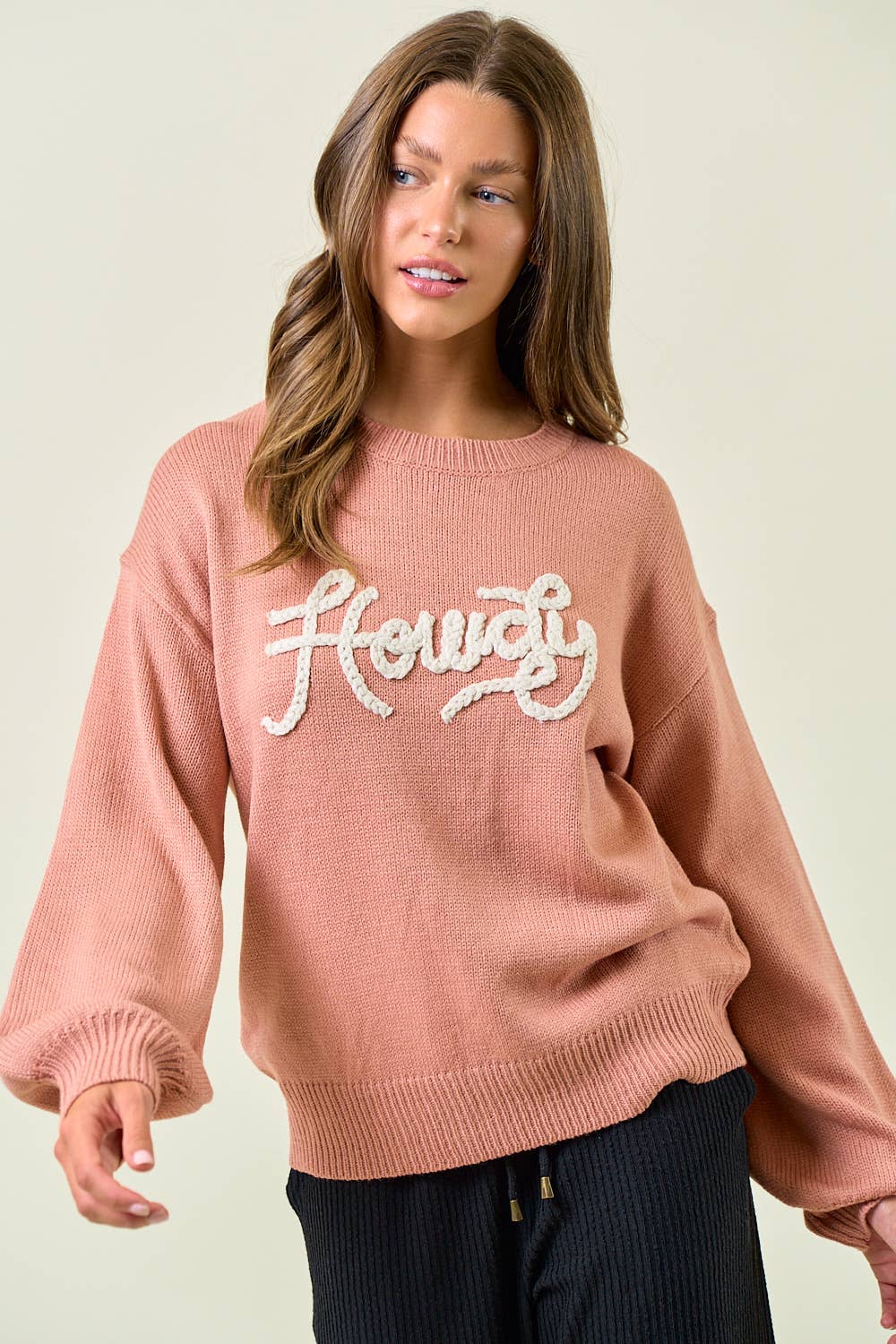 Howdy Oversized Sweater - Clay