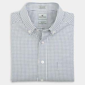 Navy Tattersall Cotton Sport Shirt